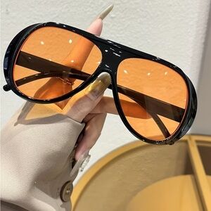 Affordable Fashion Finds Black Frame Orange Lens Women's Sunglasses